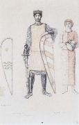 Fernand Khnopff, Costume Drawing for Le Roi Arthus Mordred Lancelot and Lyonnel